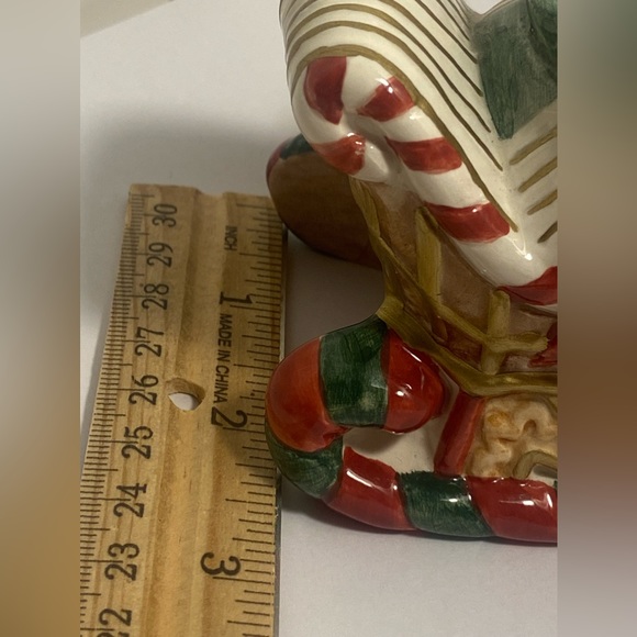 90s Fitz And Floyd Christmas Sleigh Figurine candy sugar bowl 1995 vintage used - Picture 14 of 16